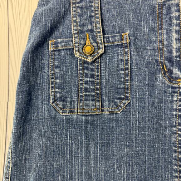 Vintage Y2K 2000s Faded Glory Stretch Back Slit Denim Maxi Skirt Pocket Size 10 - Picture 3 of 9